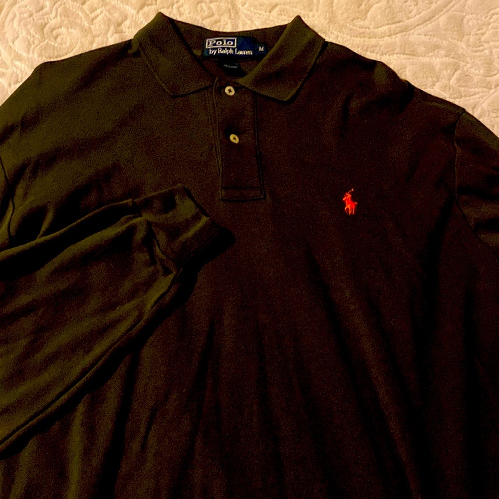 Men’s long sleeve cotton POLO shirt size Medium